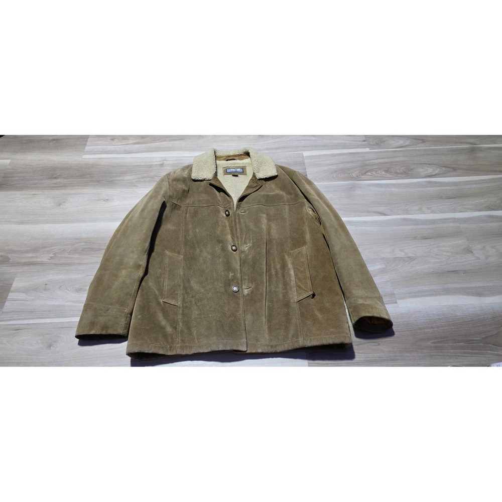 VINTAGE Structure Jacket Men L Brown‎ Suede Genuine Leather 90s